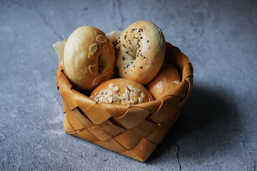 Free Basket Of Breads  Stock Photo