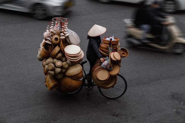 Person Riding Extremely Packed Bike