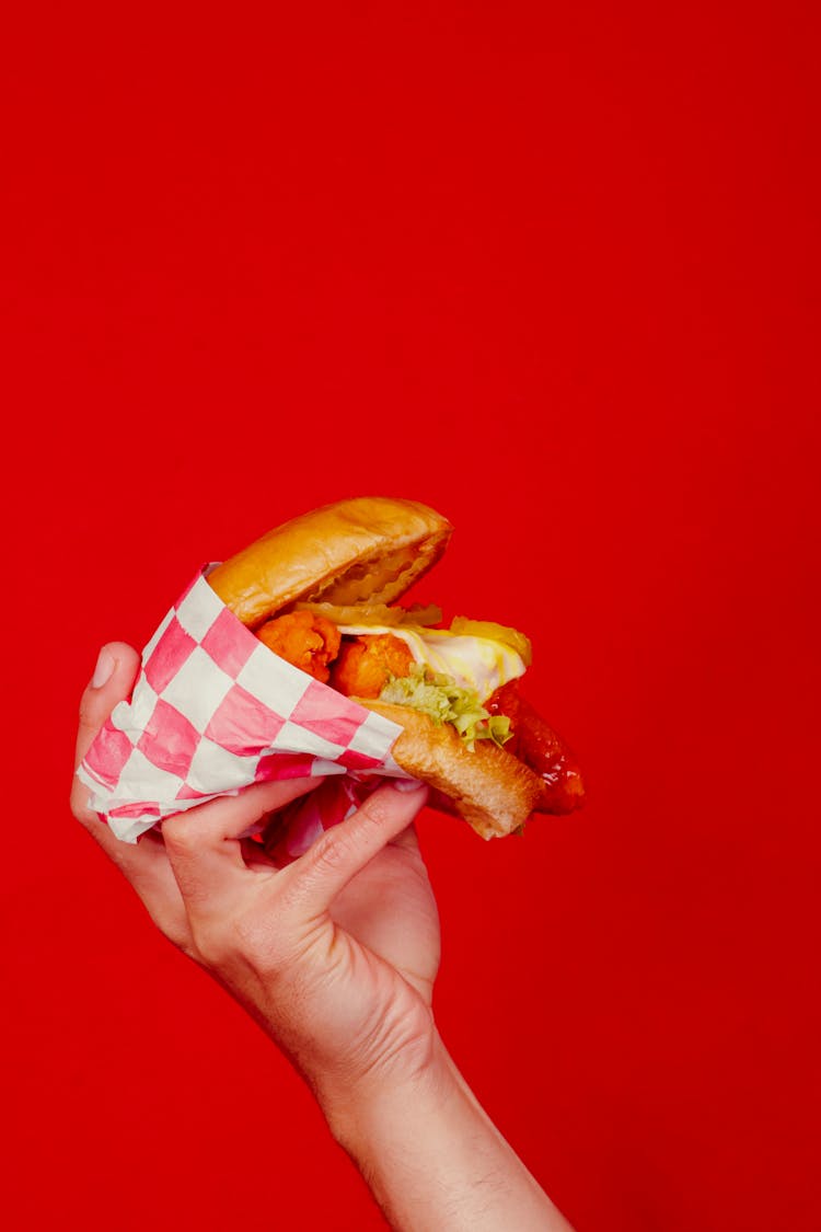 Hand Holding A Burger 