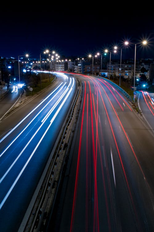 Free stock photo of city lights, light trails, long exposure