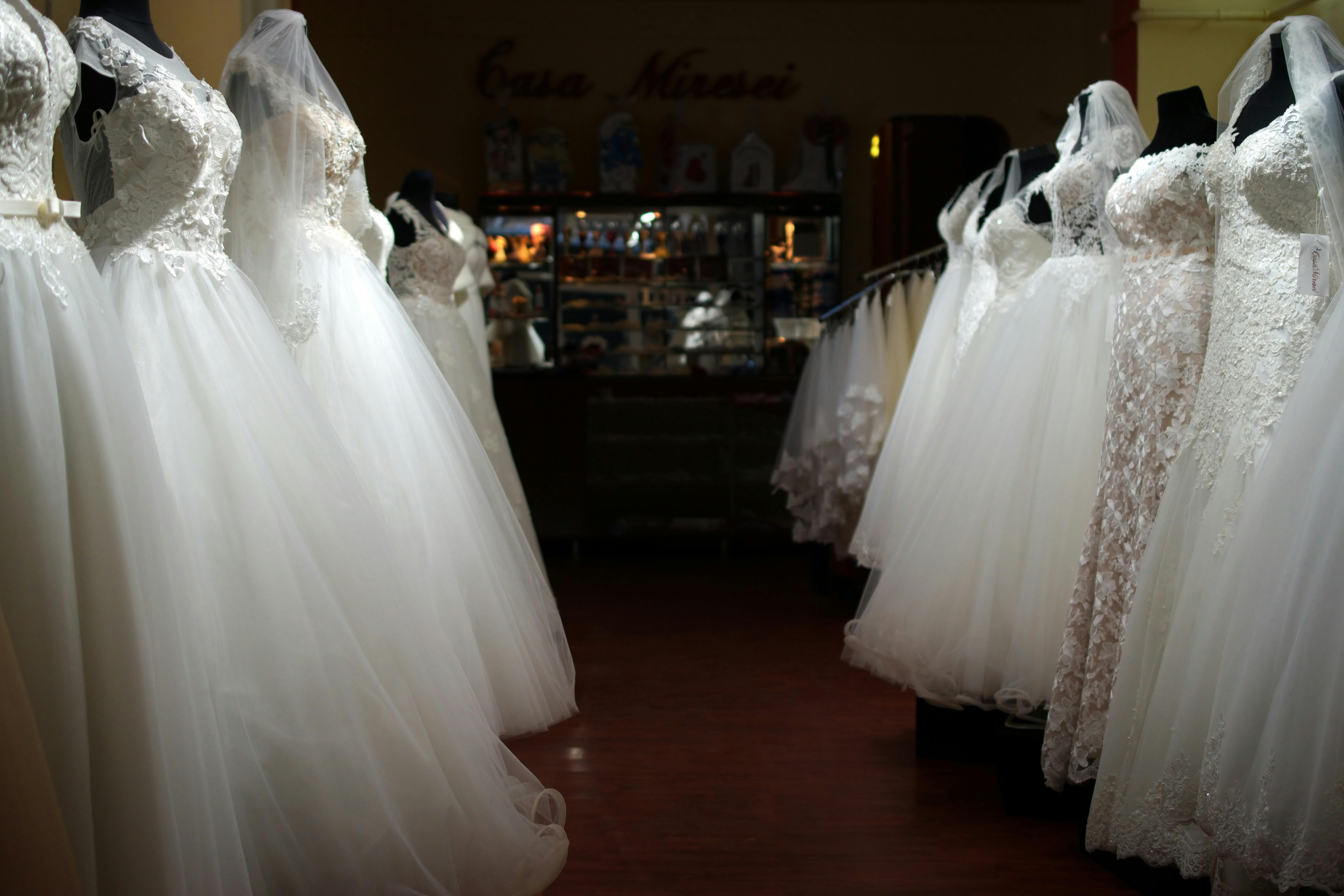 Free stock photo of bride dresses, commerce, for sale