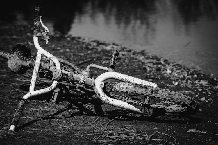 Dirty Bike On Riverbank