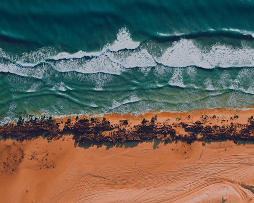 드론으로 찍은 사진, 모래, 바다의 무료 스톡 사진