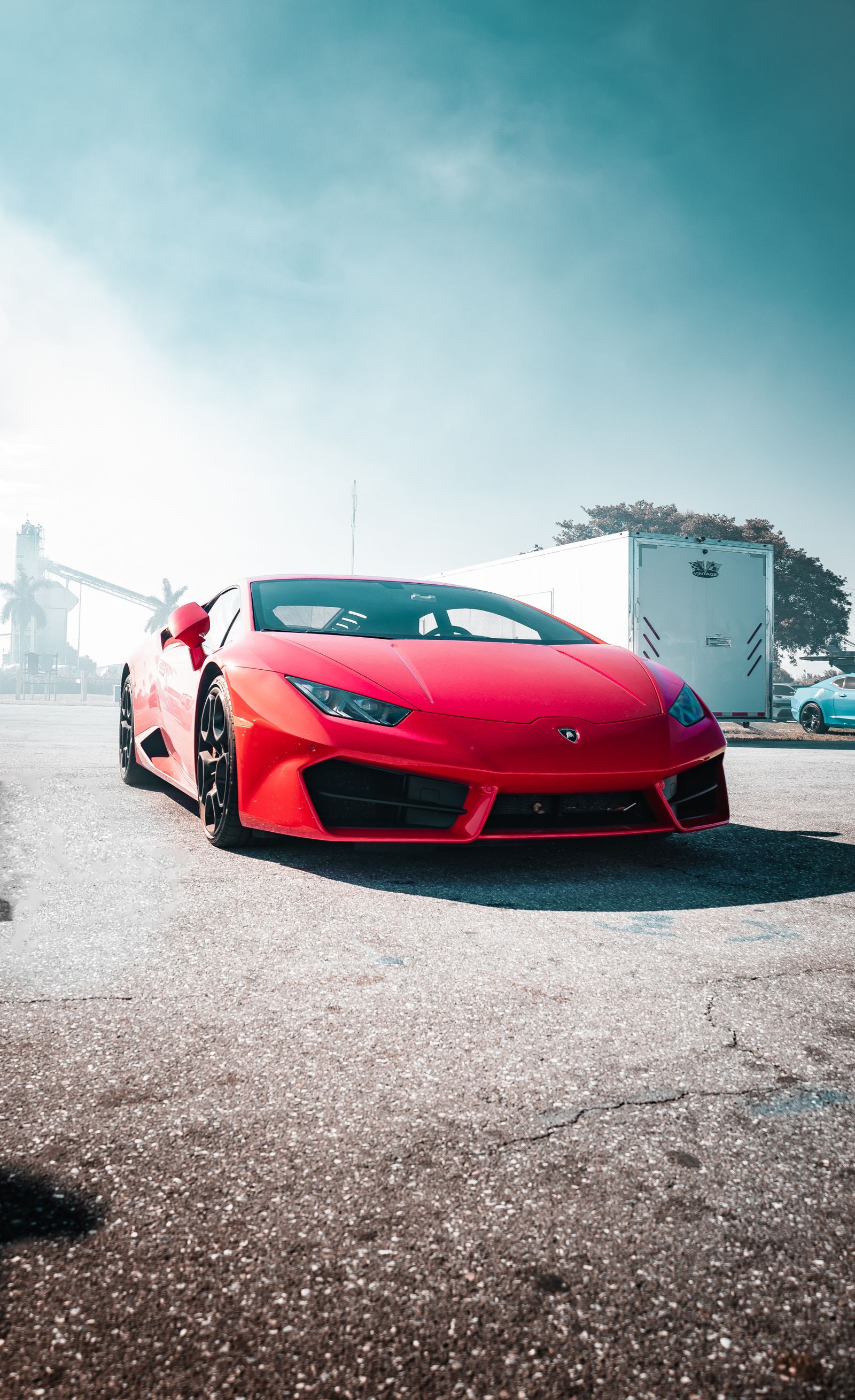 Lamborghini Red Street 4K wallpaper