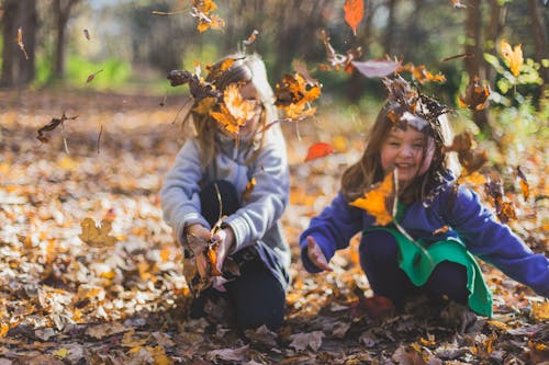 Foto De Niños Jugando Con Hojas Secas