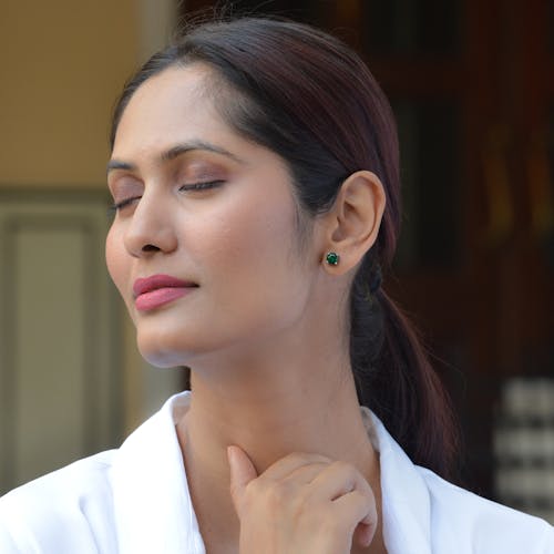 Portrait of a Brunette with her Eyes Closed 