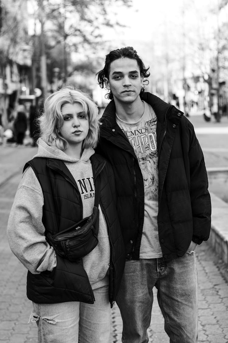 Couple Posing Together In Black And White