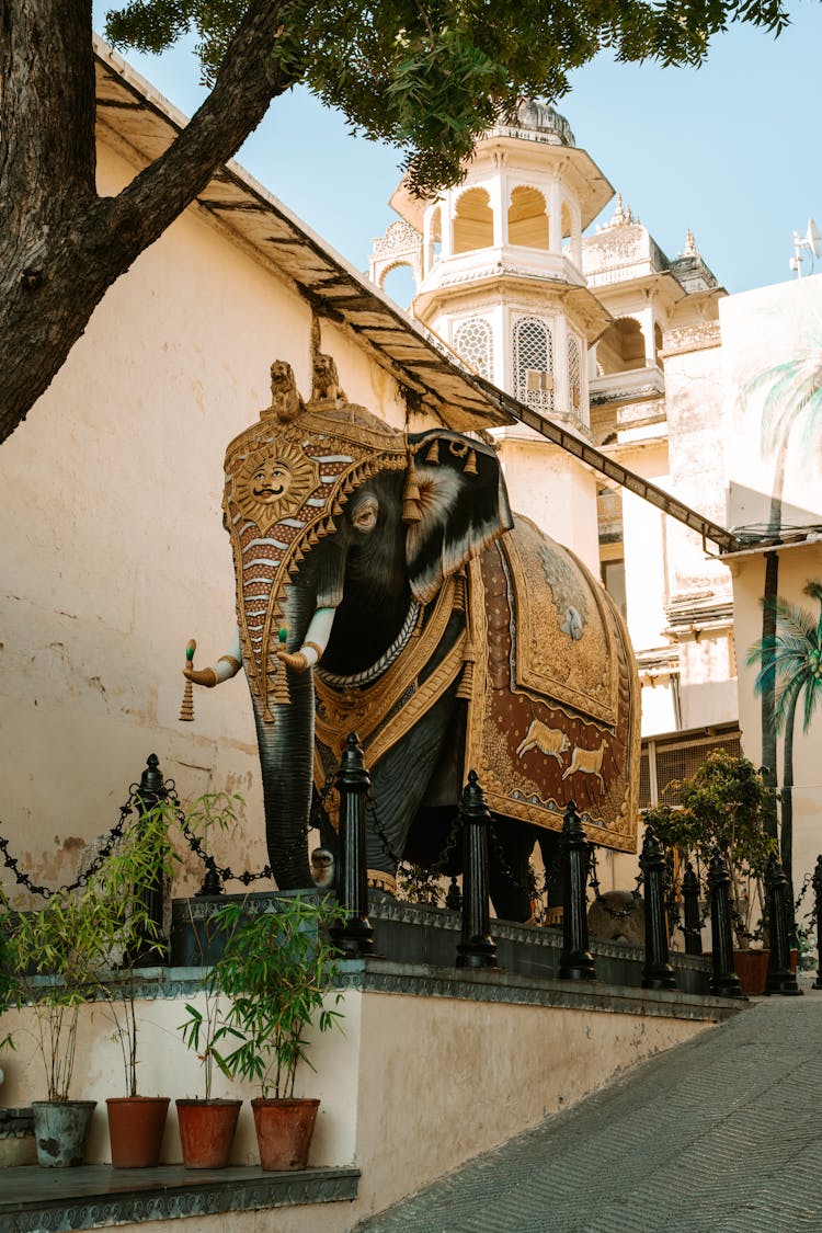 Elephant With Decorations In India