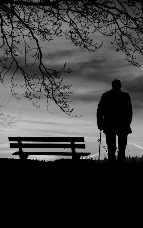 A Man Standing by a Bench 