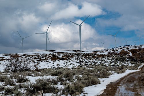 Бесплатное стоковое фото с ветрогенераторы, за городом, зима