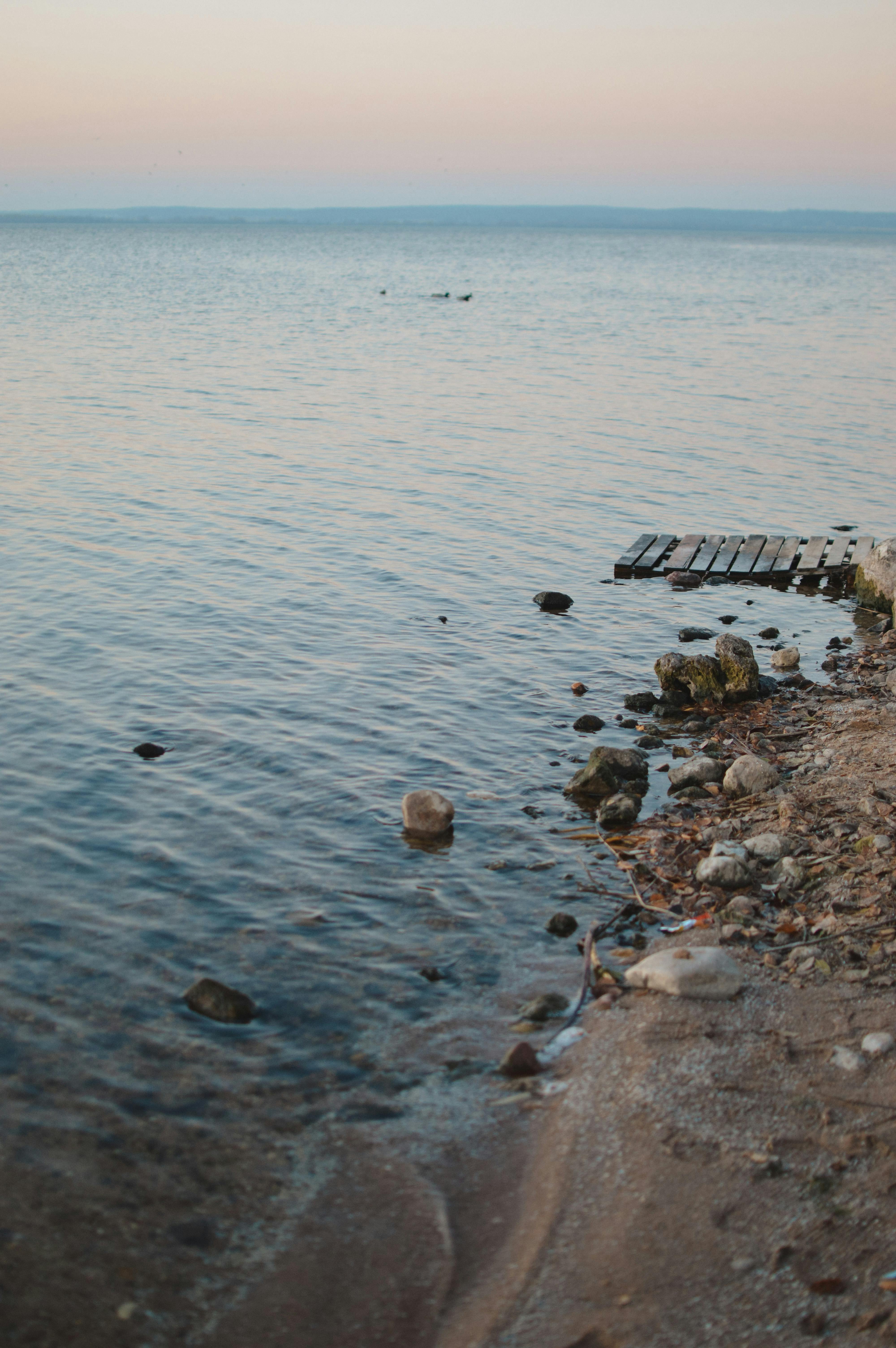 Rocky beach Wallpaper 4K, Sunset, Seascape, Coastline