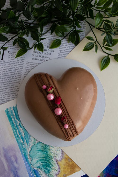 A Chocolate Cake in a Heart Shape 