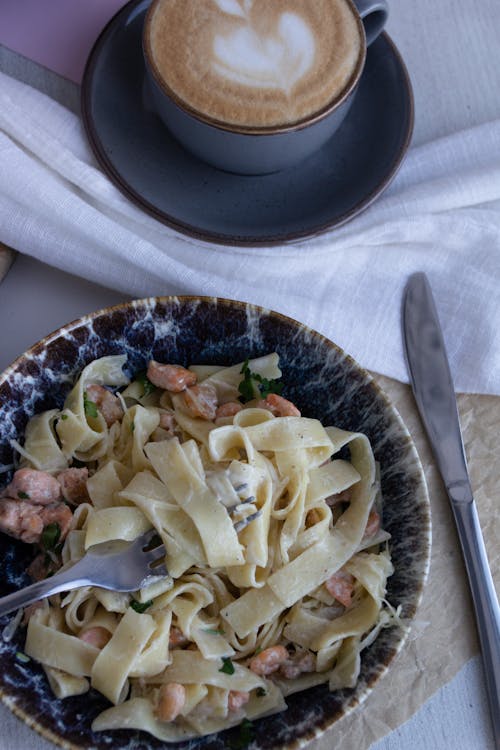 Free Fettuccine Pasta with Meat Stock Photo