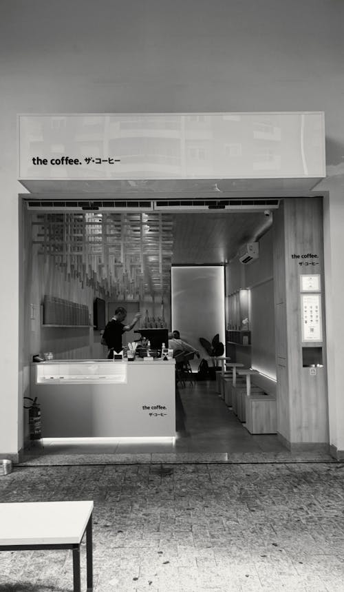 Cafe Entrance in Black and White