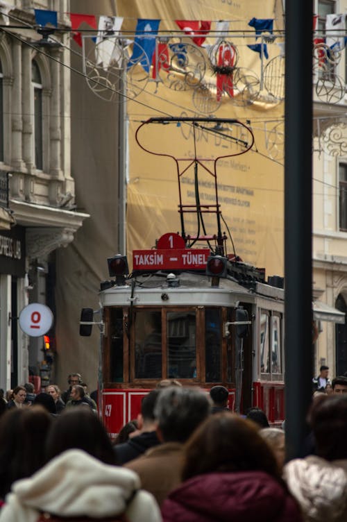 Vintage Tram Running on the Taksim-Tünel Nostalgia Tramway Route
