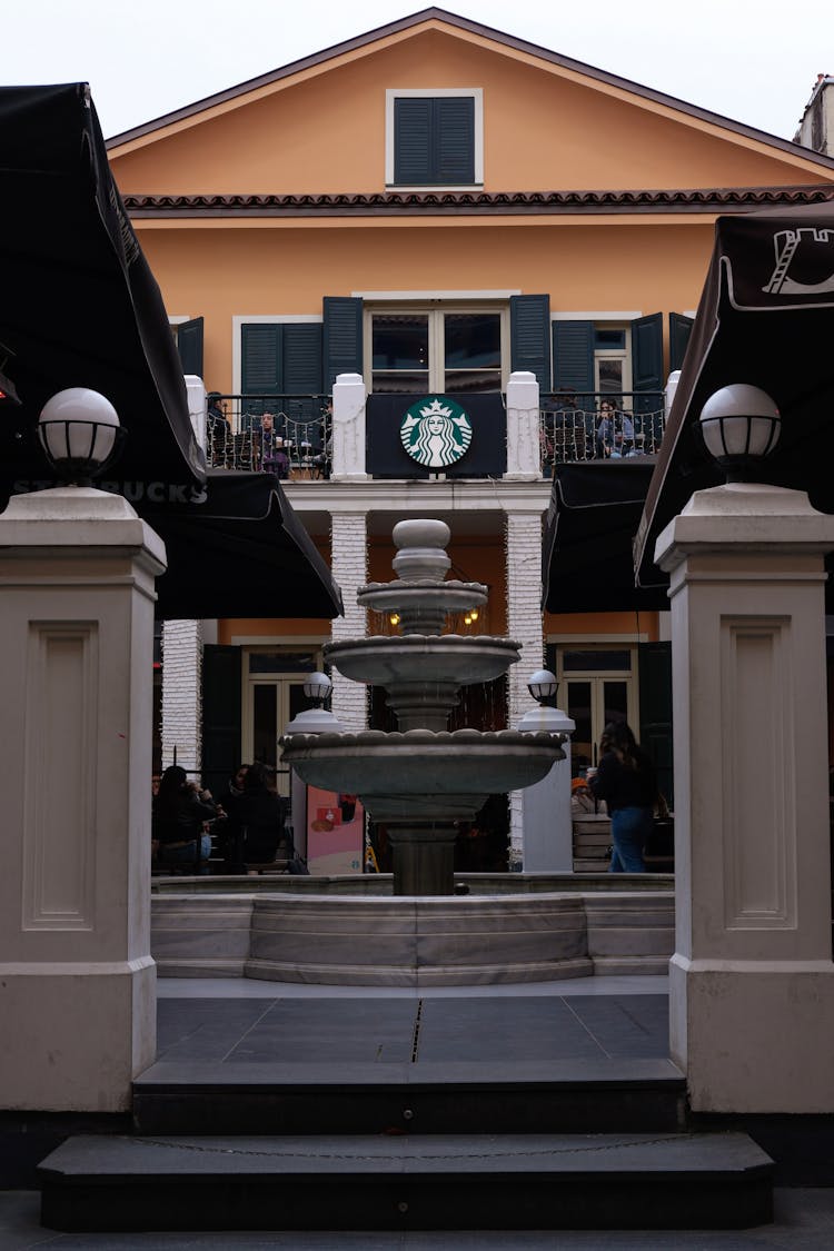 Fountain In The Starbucks Courtyard