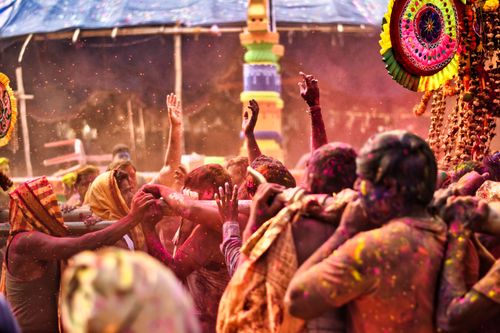 Free Vivid capture of Holi festival in Odisha, India, showcasing a lively and colorful celebration. Stock Photo
