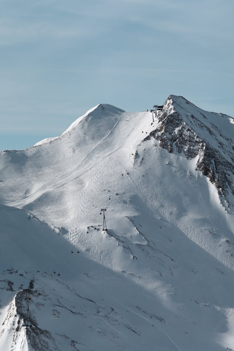 Snowy Mountain In Birds Eye View