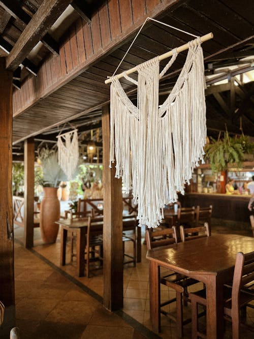 Decoration Hanging over Tables in Restaurant
