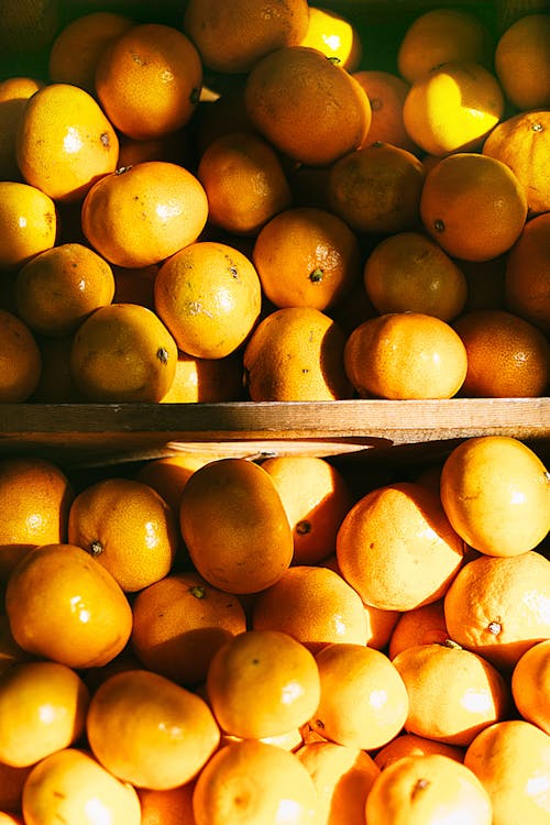 オレンジ色の果物の山の写真 無料の写真素材