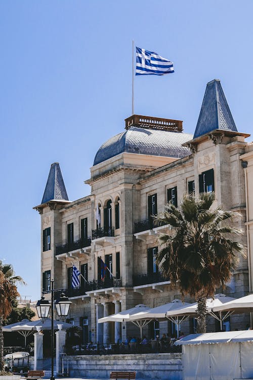 Facade of the Poseidonion Grand Hotel, Spetses, Greece
