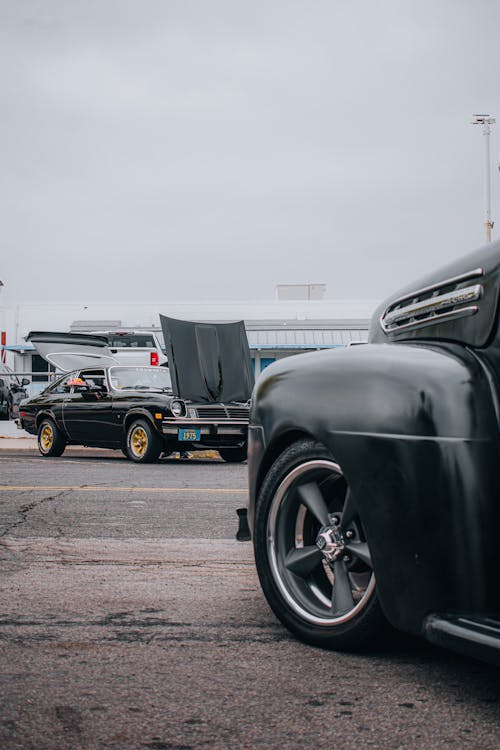 Vintage Cars on a Parking Lot during a Car Meet 