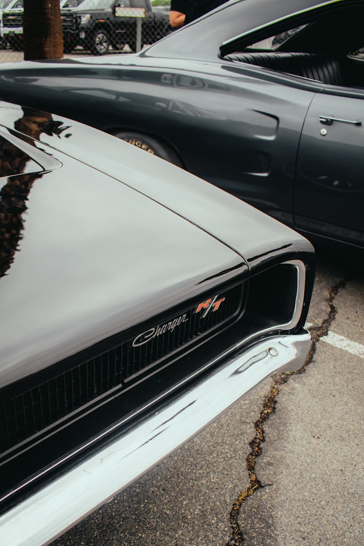 Close-up Of A Logo On A Vintage Dodge Charger 