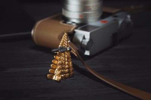 Free Artistic ouroboros ring displayed against a vintage camera backdrop, evoking a sense of elegance. Stock Photo
