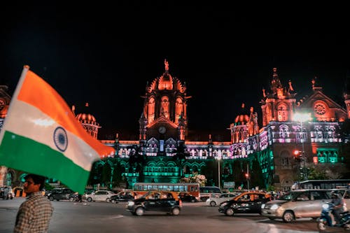 Chhatrapati Shivaji Terminus Illuminated at Night 