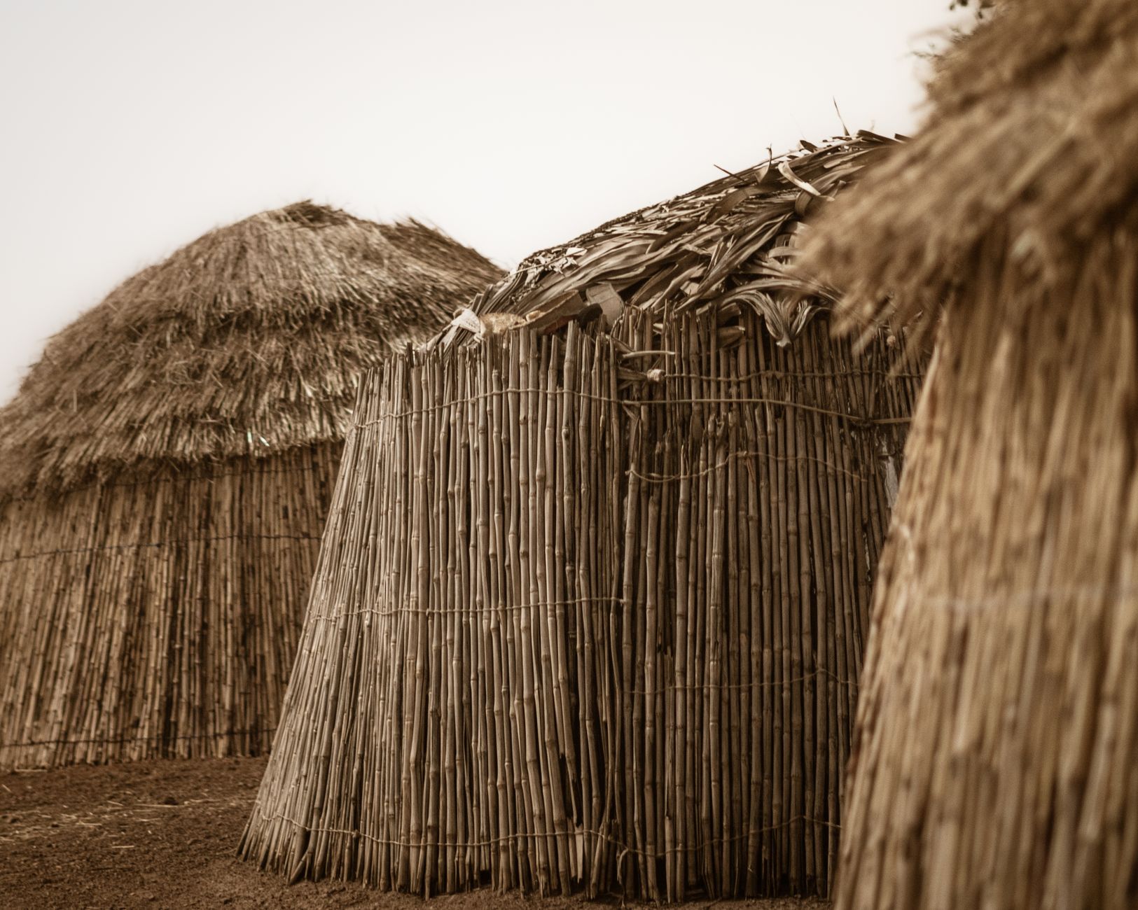 Authentic straw huts showcasing traditional rural architecture in an African village.