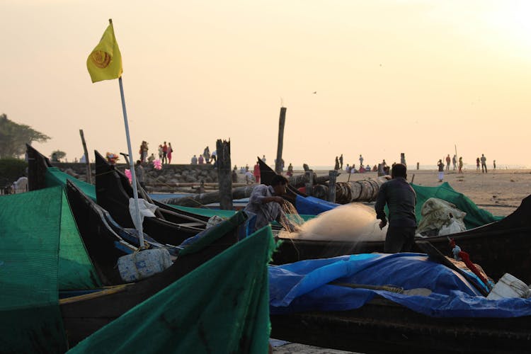 Fishermen Working On The Beach