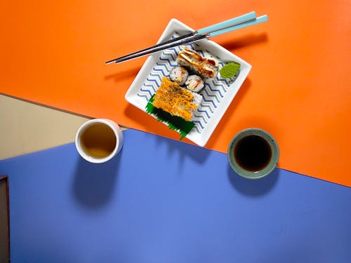 俯視圖, 午餐, 壽司卷 的 免費圖庫相片