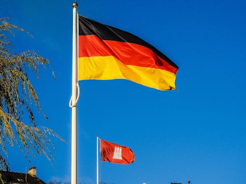 Flags of Germany and the city of Hamburg