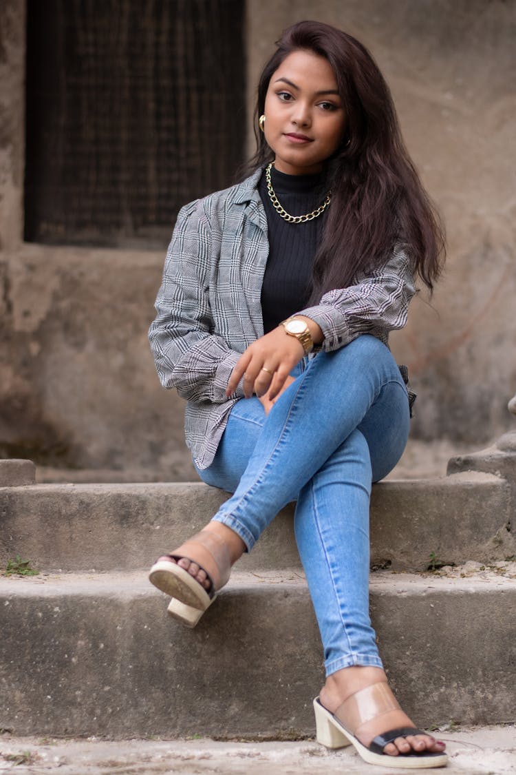 Girl Sitting On Stairs