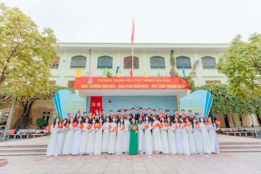 Học sinh chụp ảnh kỷ yếu tập thể - có thể kết hợp với flycam