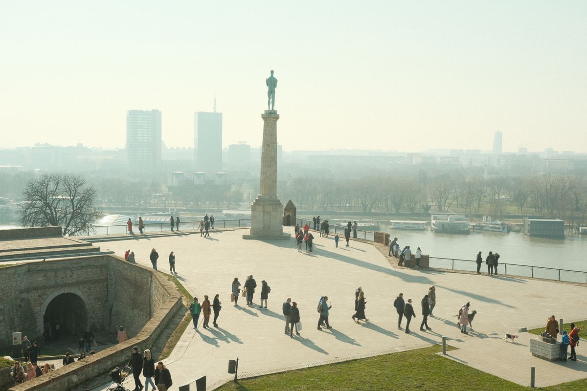 Kalemegdan Fortress at the confluence of the Sava and Danube rivers in Belgrade