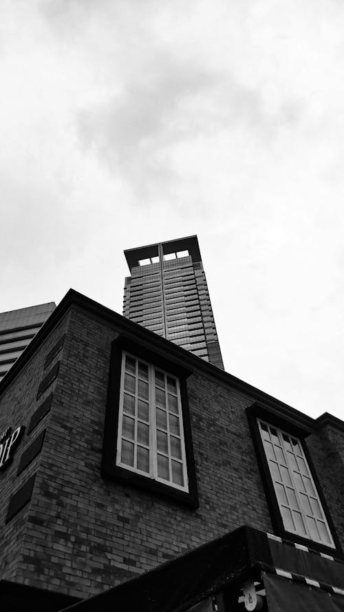 Building with Chimney in Black and White