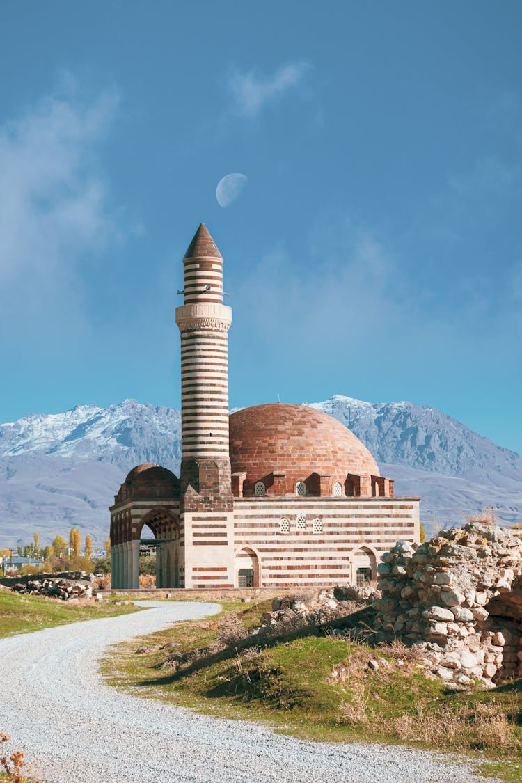 Mosque With Minaret In Mountains