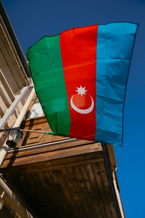 Flag of Azerbaijan on a Building 