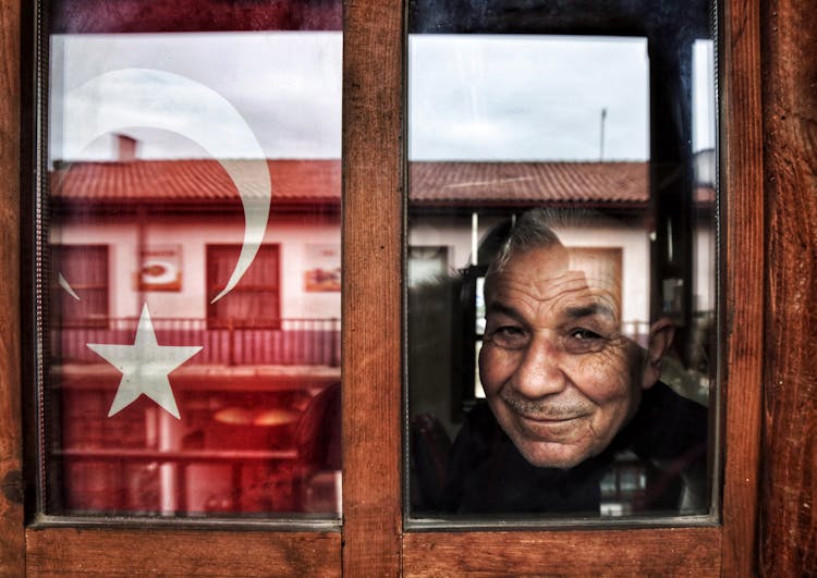 Portrait Of Man With Turkish Flag