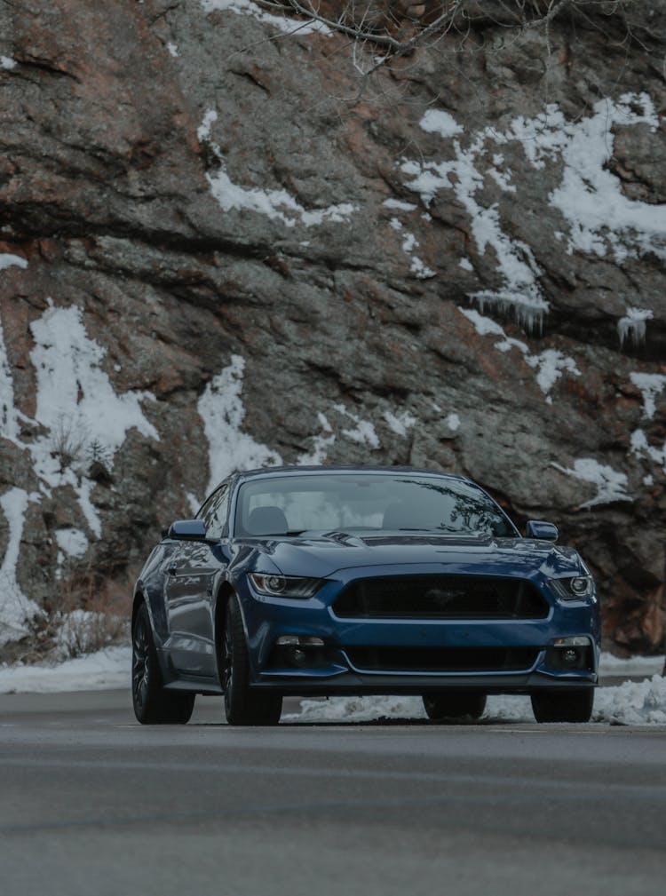 Blue Ford Mustang