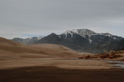 Sand Dunes and Mountains Landscape 