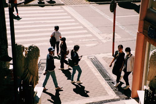 People Walking near Zebra Crossing