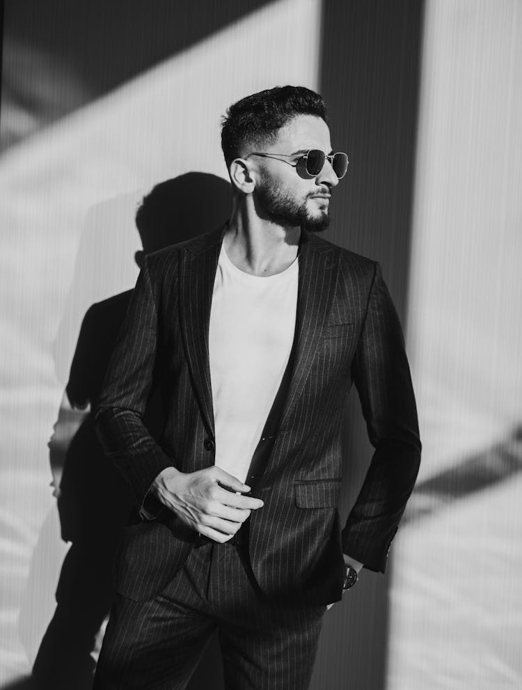 Man In Suit In Black And White