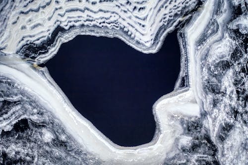 Top View of a Lake in Winter 