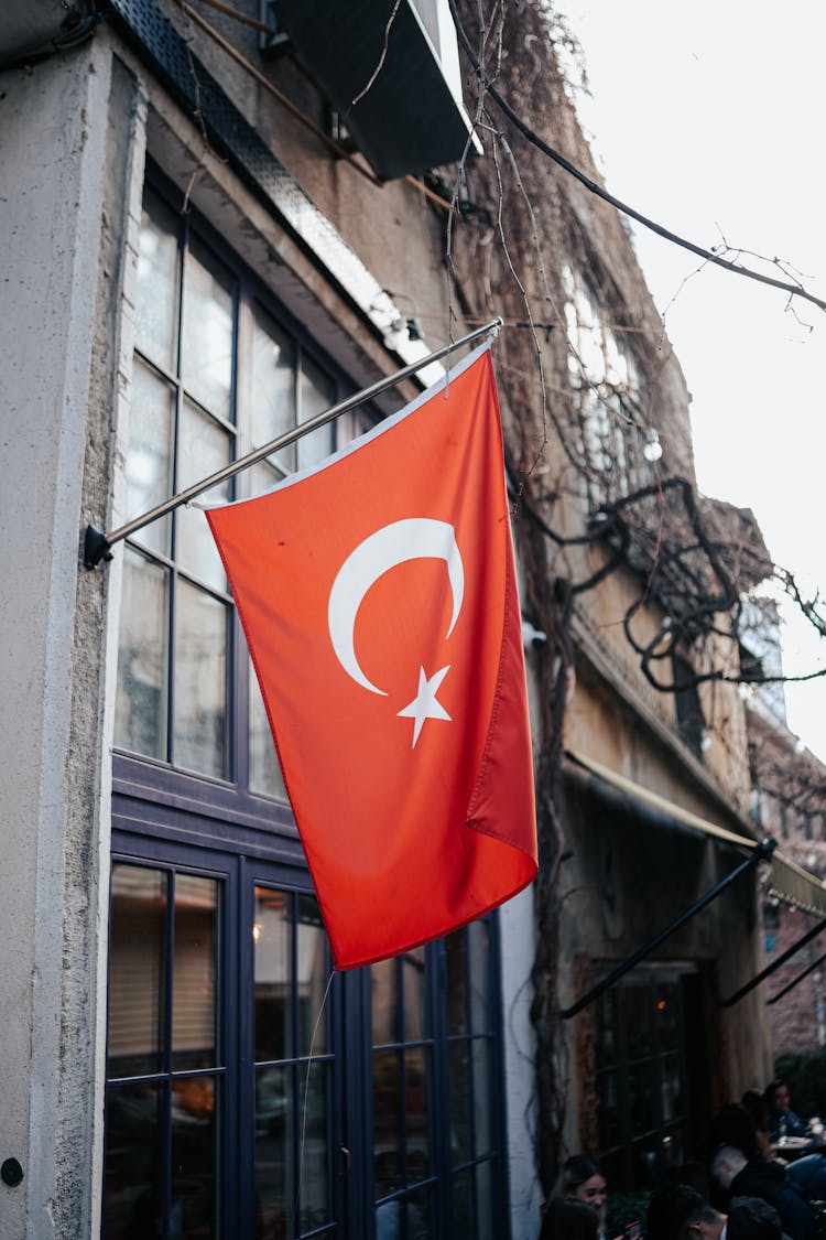 Turkish Flag On Building Wall