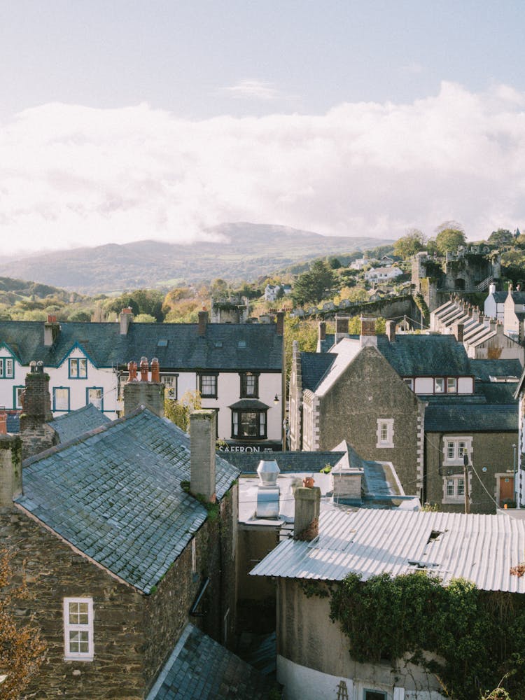 Houses Roofs In Mountains Landscape