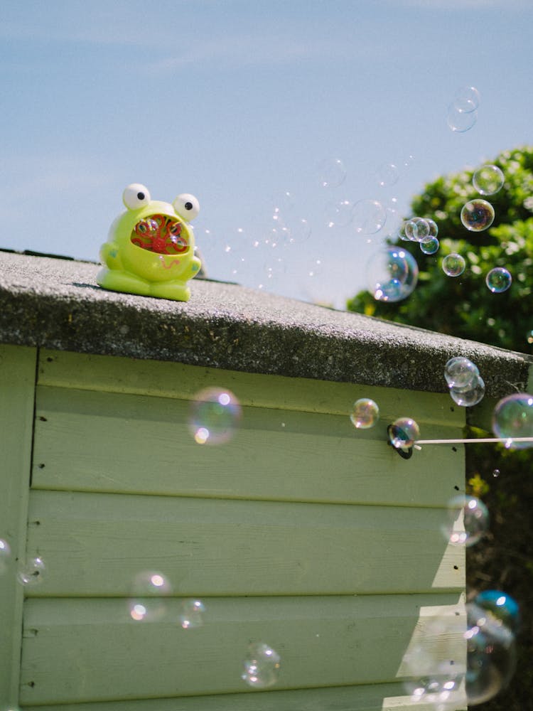 Funny Bubble Machine On Roof Outdoors