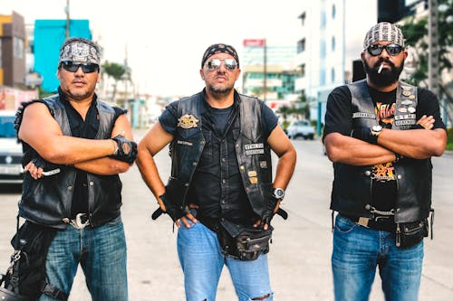 Free Three Person Wearing Black Leather Vest Stock Photo
