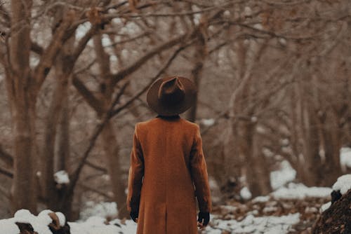 Man in the Forest in Winter